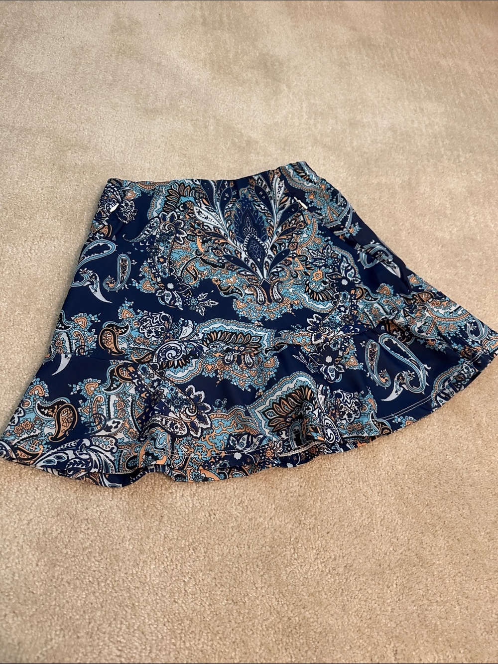 Paisley Tiered Mini Skirt - Navy